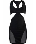 Robe moulante noire V-10619 - lingerie par Axami