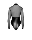 Body Edge zippé avec anneaux F321 wetlook et tulle, lingerie par Noir HandMade