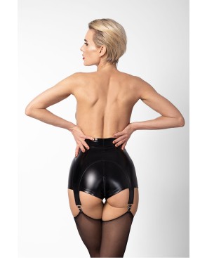 Short à jarretelles Glam F325 vinyle et wetlook, lingerie par Noir HandMade