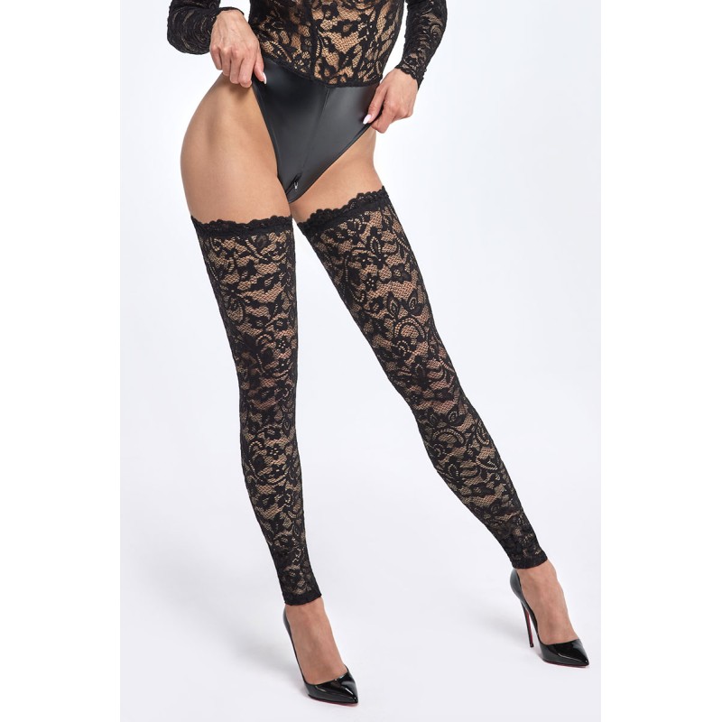 Bas en dentelle autofixants F327, lingerie par Noir HandMade
