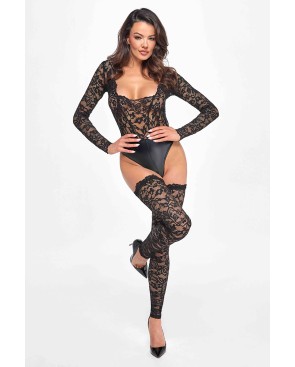 Bas en dentelle autofixants F327, lingerie par Noir HandMade