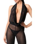Combinaison dos nu Luminara F350 en maille pailletée, lingerie par Noir HandMade Combinaison dos nu Luminara F350 en maille pailletée, lingerie par Noir HandMade