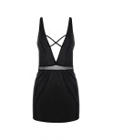 Robe ouvert Kristeen noire - lingerie par Passion
