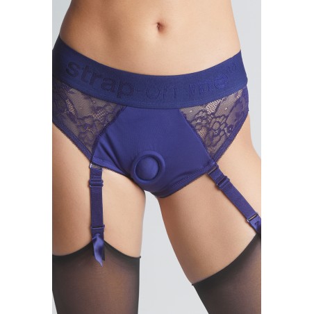 Harnais lingerie ouverte Diva (bleu) pour Gode, S-XXL par Strap On Me