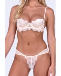 Ensemble deux pièces Dentelle et tulle Rose Tivolea - lingerie par Passion