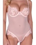 Body rose pâle tulle et dentelle Zovel - lingerie par Passion
