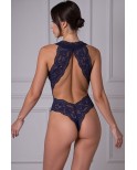 Body bleu 4 bandes Velmore - lingerie par Passion