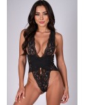 Body noir 4 bandes Velmore - lingerie par Passion