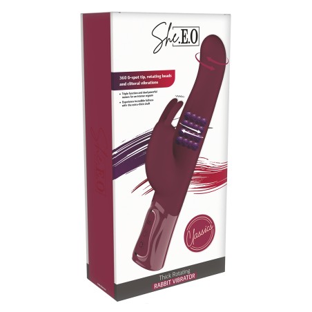 Vibromasseur intime Rabbit rotatif triple stimulation XXL - par She.E.O
