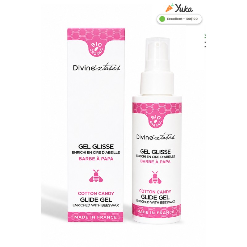 Lubrifiant Bio Barbe à papa Comestible Aloé et Cire d'abeille - 100ml - par Divinexstases