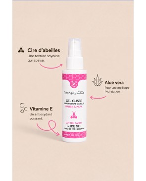 Lubrifiant Bio Barbe à papa Comestible Aloé et Cire d'abeille - 100ml - par Divinexstases