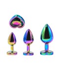 3 plugs coeur Crystal Heart métal arc-en-ciel - par DIK