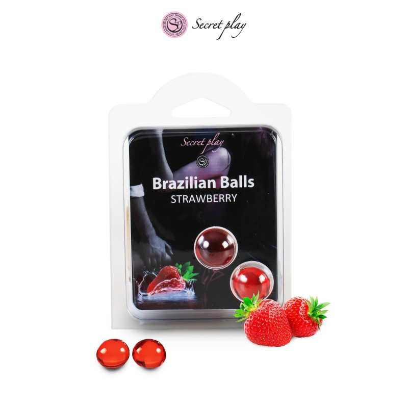 2 Brazilian Balls Fraise - Lubrifiant externe et massage à base d'huile par Secret Play 2 Brazilian Balls Fraise - Lubrifiant externe et massage à base d'huile par Secret Play