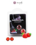 2 Brazilian Balls Fraise - Lubrifiant externe et massage à base d'huile par Secret Play 2 Brazilian Balls Fraise - Lubrifiant externe et massage à base d'huile par Secret Play